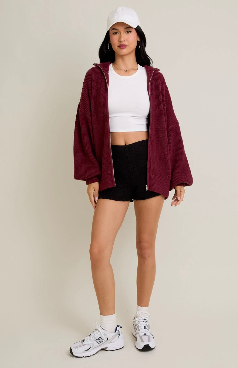 Zip Up Oversized Cardigan